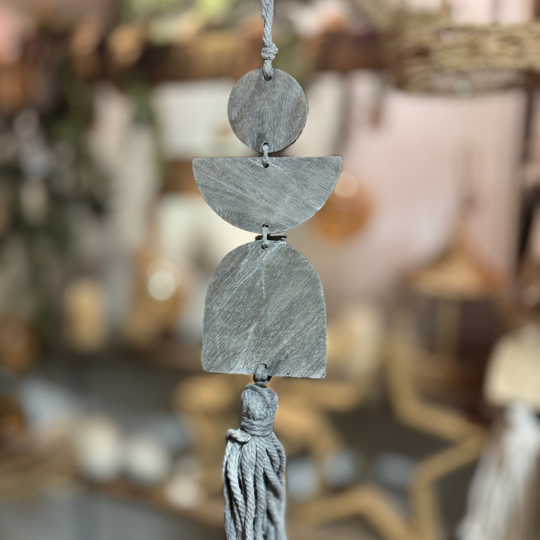 Holzengel zum Hängen - Grau